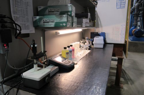 A work station at the Idaho Springs Water Treatment Plant